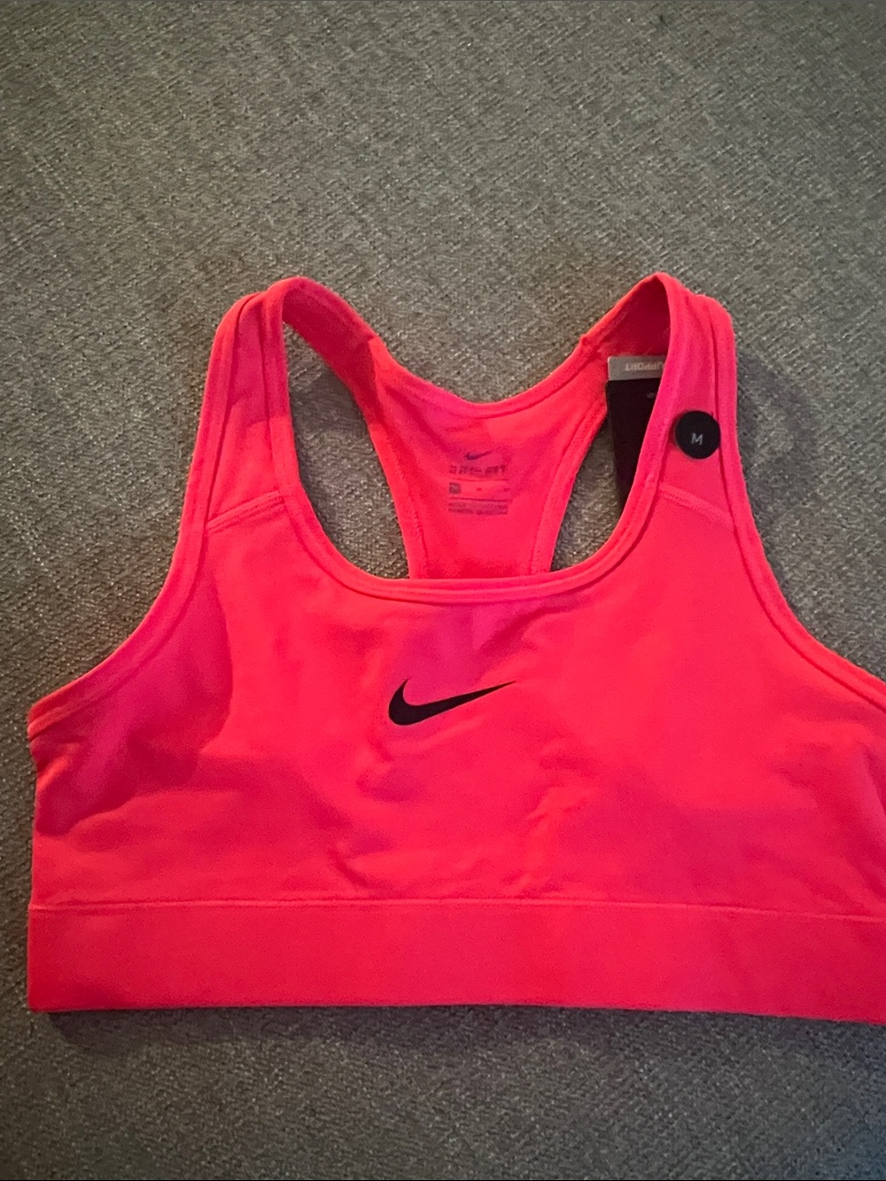 Nike Hot Pink Racerback Sports Bra with Black Swoosh